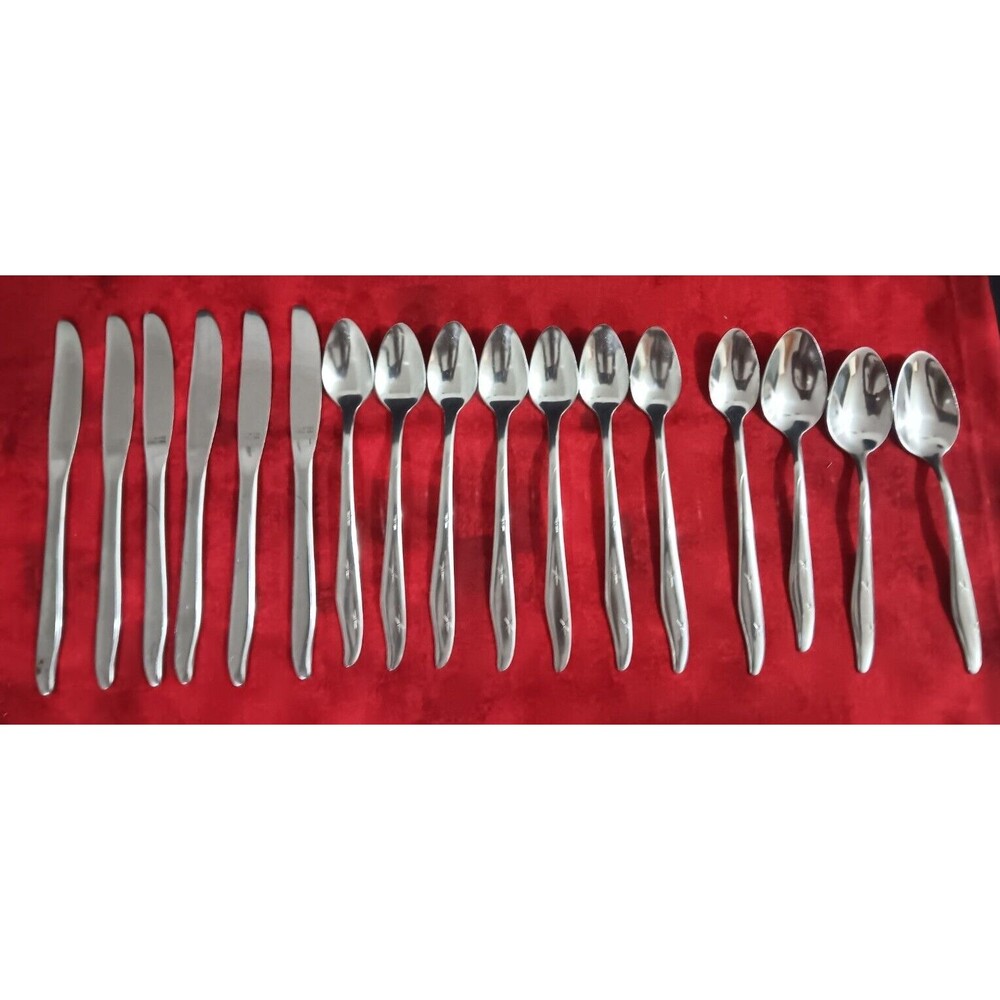 Mar-Crest Citation Stainless Atomic Starburst Silverware 17pc Vintage